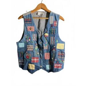 Vintage Embroidered Patchwork Vest by Casey & Max M/Large